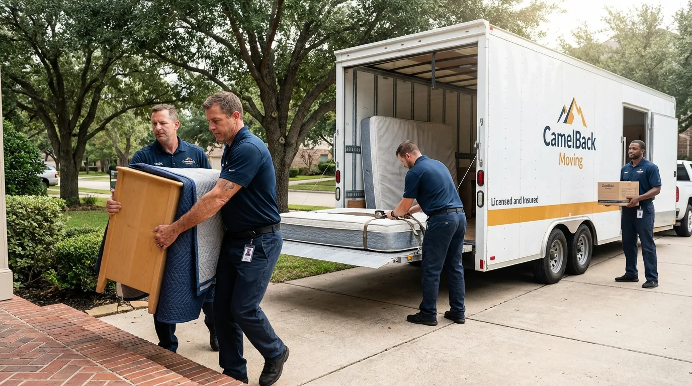 Crew loading residential truck for cross-state move from Demarest, NJ